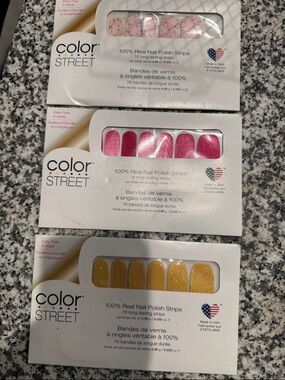 Color Street Pink, Hot Pink & Gold Nail Polish Strips